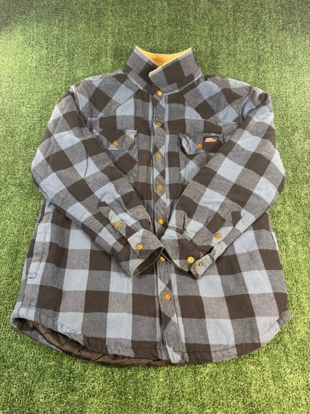 Dickies Men's Buffalo Plaid Flannel Shirt Jacket Quilted Sherpa L